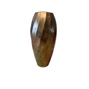 Solid Brass Swirl MCM Vase 7” Made In India Durable & Timeless Centerpiece For H
